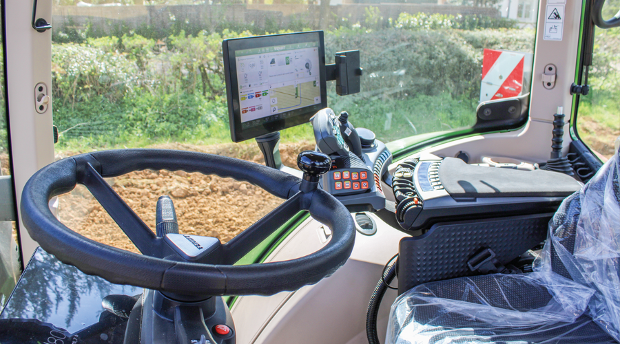 Interior of Fendt tractor cab