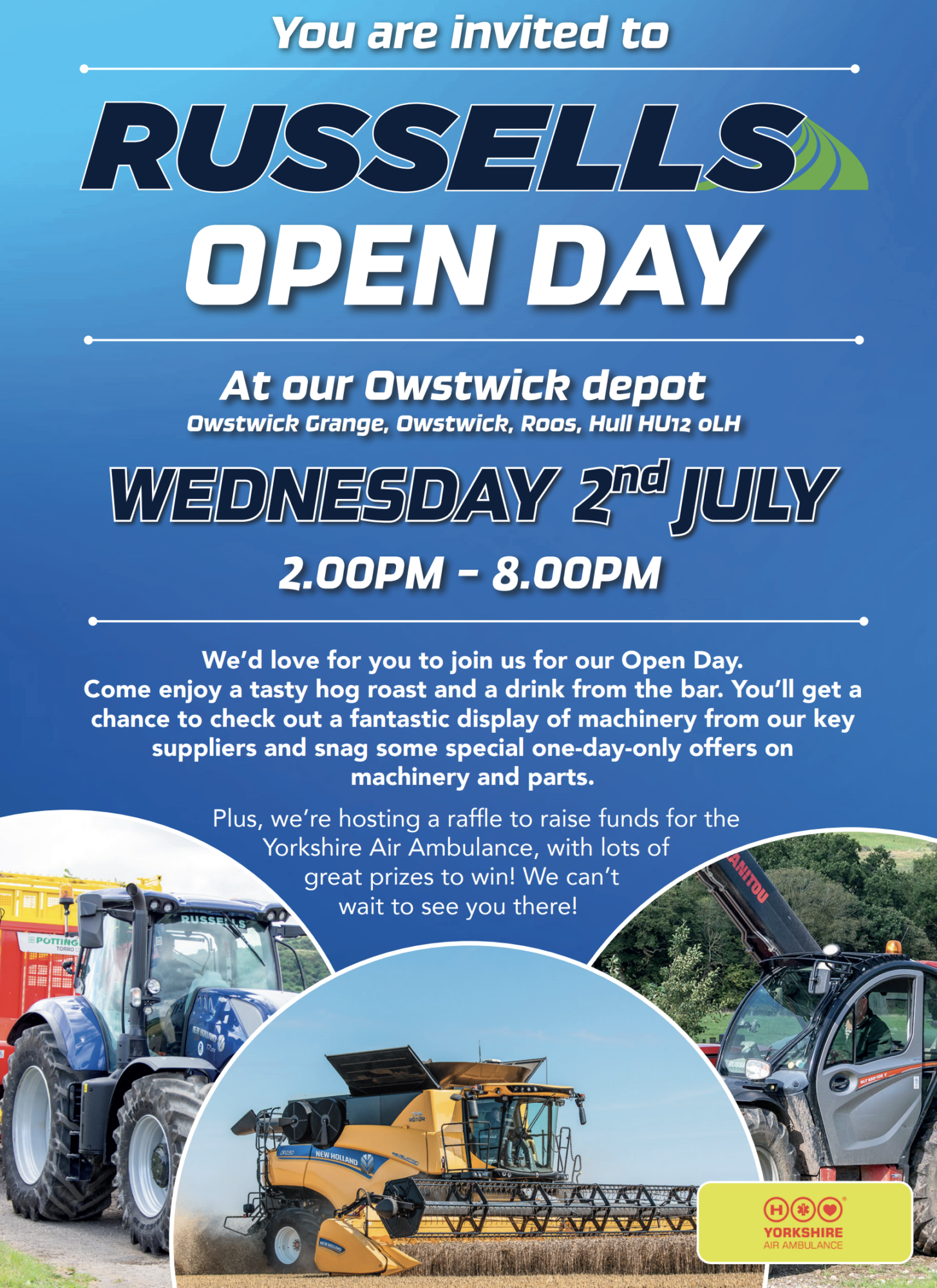 Russell Open Day 1 Russells Open Day, Wednesday 2nd July at 2pm.